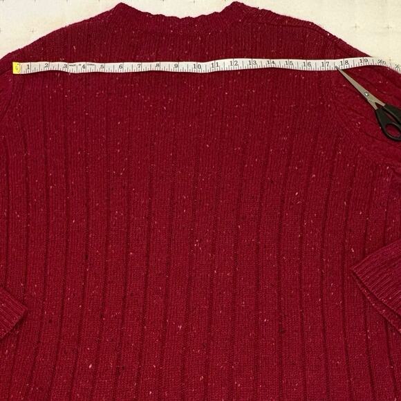 Woolrich Ribbed V-neck Pullover Sweater Women's XL | Bright Ruby Heather Red - Picture 11 of 13